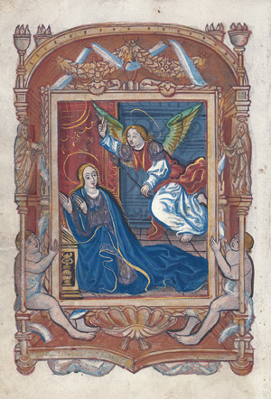 Lot 1005, Auction  105, Stundenbuchminiaturen, 2 kolorierte und goldgehöhte Holzschnitt-Miniaturen 