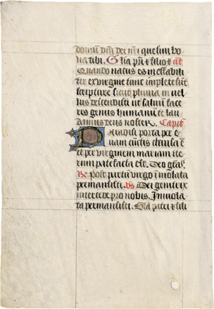 Lot 1018, Auction  111, Horae BMV, 3 Einzelblätter eines spätmittelalterlichen Stundenbuchs