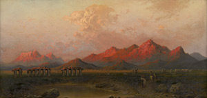 Los 6141 - Linke, Paul Rudolph - Abendstimmung über der römischen Campagna mit Ruinen der Aqua Claudia, im Hintergrund der Monte Genaro - 0 - thumb