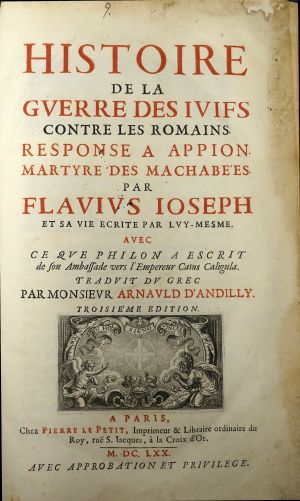 Lot 454, Auction  119, Josephus, Flavius, Histoire de la guerre des Juifs contre les Romains