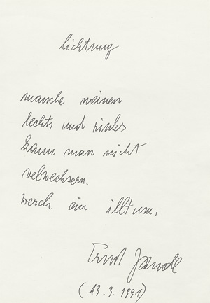 Lot 2340, Auction  120, Jandl, Ernst, Albumblatt 1991