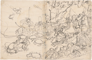 Lot 733, Auction  121, Ukiyo-e hanga no shitagaki und Kurth, Julius, 10 originale Entwürfe zu japanischen Ukiyo-e Holzschnitten  + Buch