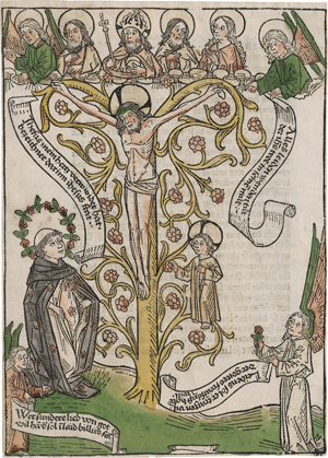 Lot 5467, Auction  121, Deutsch, um 1480. Heinrich Seuse, kniend vor dem Lebensbaum mit dem gekreuzigten Jesu