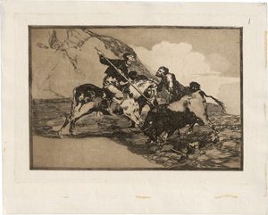 Lot 5284, Auction  122, Goya, Francisco de, Modo con que los antiguos Españoles Cazaban Los Toros á cabollo en el campo