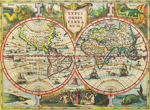 Los 16 - Mercator, Gerhard - Typus orbis terrarum. Kolorierte Kupferkarte. Amsterdam 1632 - 0 - thumb