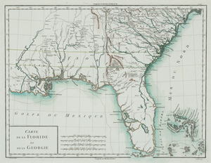 Los 53 - Mentelle, Edmé - Carte de la Floride et de la Géorgie. Grenzkolorierte Kupferkarte. Paris 1782 - 0 - thumb
