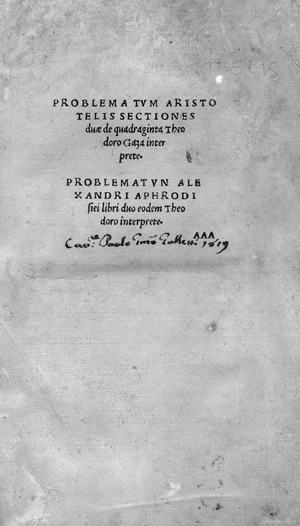Los 713 - Aristoteles - Problematum Aristotelis sections duae de quadraginta Theodoro Gaza interprete. Lyon, Balthasar de Gabiano, 1503-1505. - Frühe Ausgabe, wohl aus der Offizin von Balthasar de Gabiano aus Lyon  - 0 - thumb