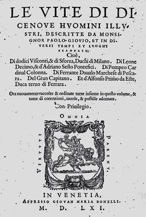 Los 739 - Giovio, Paolo - Le vite di dicenove huomini illustri. Venedig, Giovan Maria Bonelli, 1561 - 0 - thumb