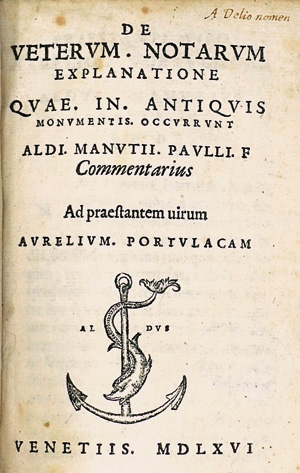 Los 752 - Manutio, Aldo - De veterum notarum explanatione, quae in antiquis. Venedig, Manutius, 1566 - 0 - thumb