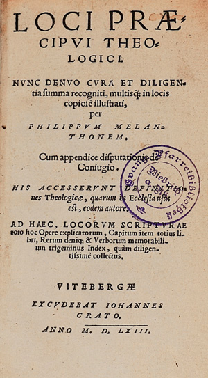 Los 754 - Melanchthon, Philipp - Loci praecipui theologici. Wittenberg, J. Krafft, 1563. Posthume Wittenberger Ausgabe - 0 - thumb