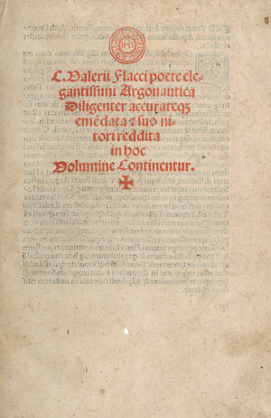 Los 789 - Valerius Flaccus, Gaius - Argonautica. Venedig, C. de Pensis de Mandello, 1501. - Zweite Ausgabe - 0 - thumb