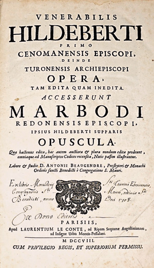 Los 825 - Lavardin, Hildebert von und Beaugendre, Antoine - Venerabilis Hildeberti Primo Cenomanensis Episcopi. Paris, P. du Mesnil für L. Le Conte, 1708 - 0 - thumb