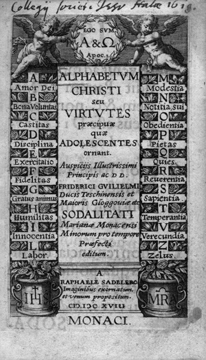 Los 830 - Niess, Johannes - Alphabetum Christi ... (Alphabetum Diaboli). München, Bergs Witwe für Raphael Sadeler, 1618. - Seltene erste Ausgabe seines Erstlingswerks - 0 - thumb