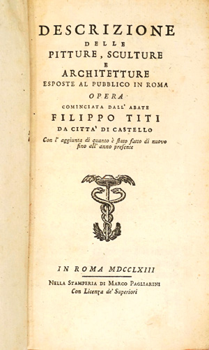 Los 916 - Titi, Filippo - Descrizione delle pitture, sculture. Rom, M. Pagliarini, 1763. - Ergänzte Ausgabe - 0 - thumb
