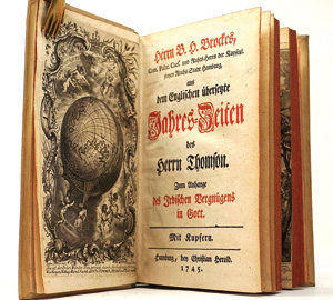 Los 1516 - Brockes, Barthold Heinrich - Aus dem Englischen übersetzte Jahres-Zeiten des Herrn Thomson. Hamburg, C. Herold, 1745. - Erste Ausgabe - 0 - thumb