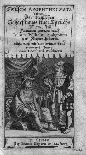 Los 1758 - Zincgref, Julius Wilhelm - Teutsche Apophthegmata. Leiden, F. Hegern, 1644-1645 - 0 - thumb