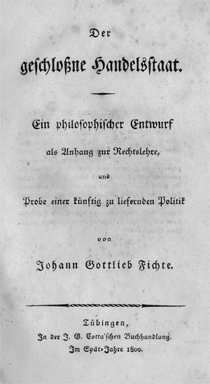 Los 1765 - Fichte, Johann Gottlieb - Der geschloßne Handelstaat. Tübingen, J. G. Cotta, 1800. Seltene erste Ausgabe - 0 - thumb