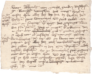 Los 2083 - Bamberg.- Albrecht von Wertheim - Eigenh. Briefkonzept. Bamberg (um 1400) - 0 - thumb