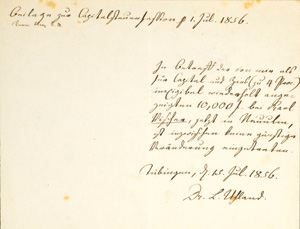 Los 2191 - Uhland, Ludwig - Signiertes Schriftstück. 1856 - 0 - thumb