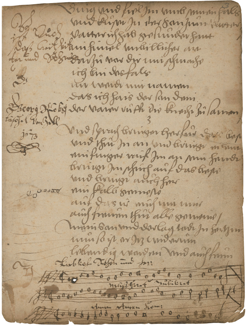 Lot 1034, Auction  125, Eleazar und der verlorene Sohn, Fragmente aus zwei biblischen Erzählungen. Deutsche Handschrift auf Papier. Süddeutschland (Zell?) 1542 und 1545.