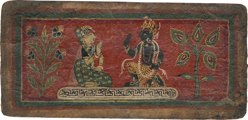 Lot 1090, Auction  125, Krishna Legende, Devanagari-Handschrift. Fragment einer indischen Miniaturen-Handschrift. Wohl Nordindien 19. Jahrhundert 