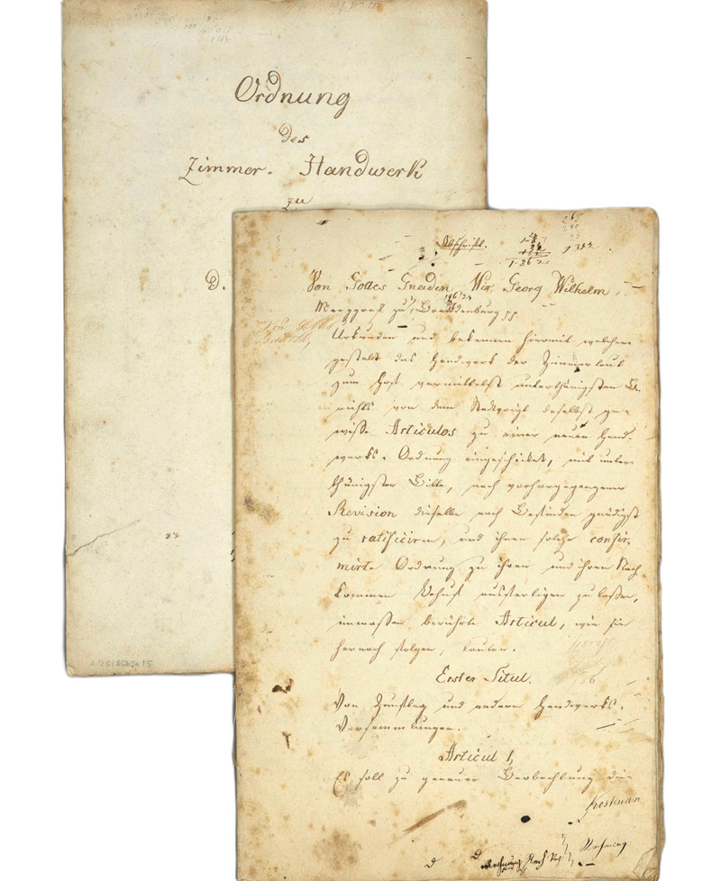 Lot 2119, Auction  125, Zunftordnungen, 2 Zimmerhandwerks-Zunftbücher. Wohl 1720 und 1795