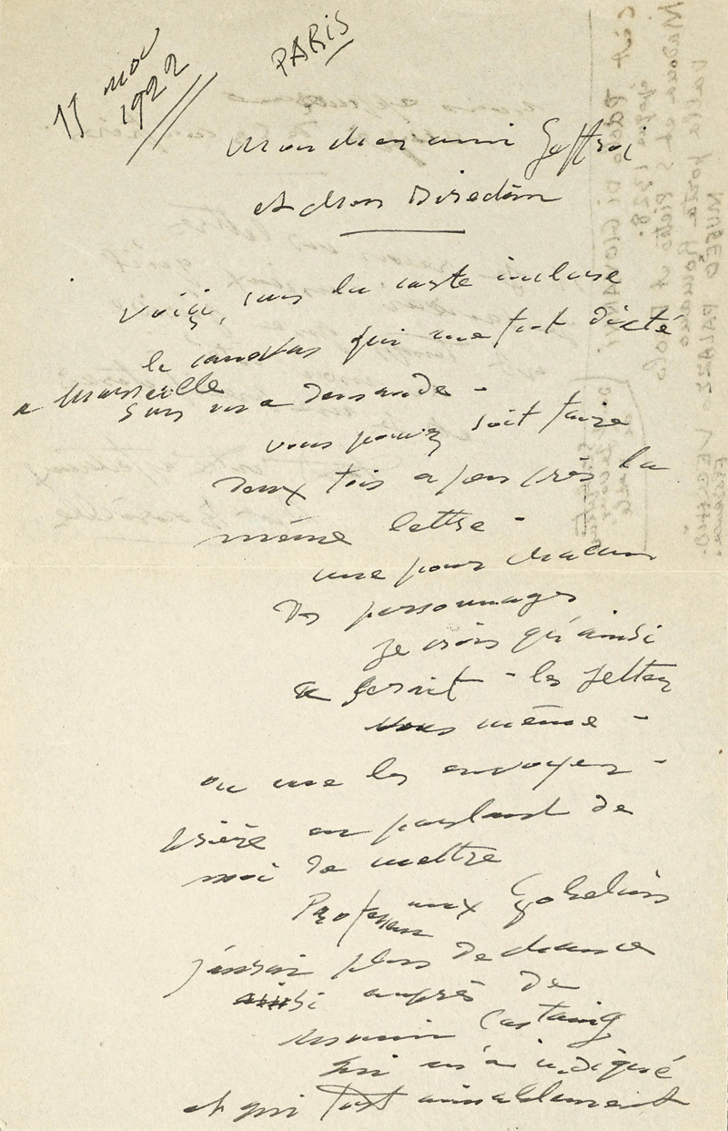 Lot 2123, Auction  125, Bourdelle, Antoine, Brief an Gustave Geffroy. 1922