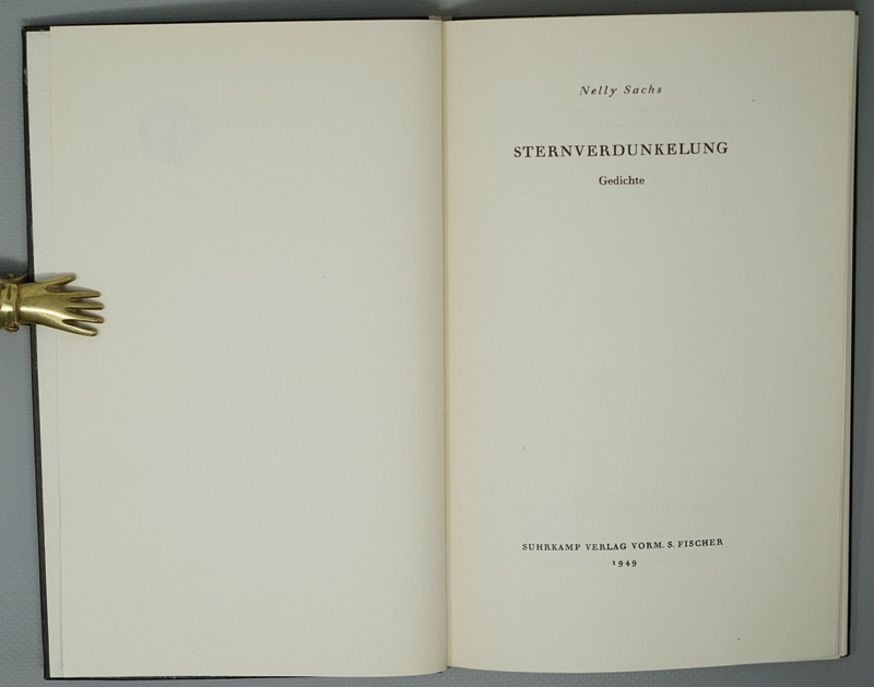 Lot 3320, Auction  125, Sachs, Nelly, Sternverdunkelung (und:) In den Wohnungen des Todes. Amsterdam, Bermann-Fischer, 1949. - Erste Ausgabe. Beigabe