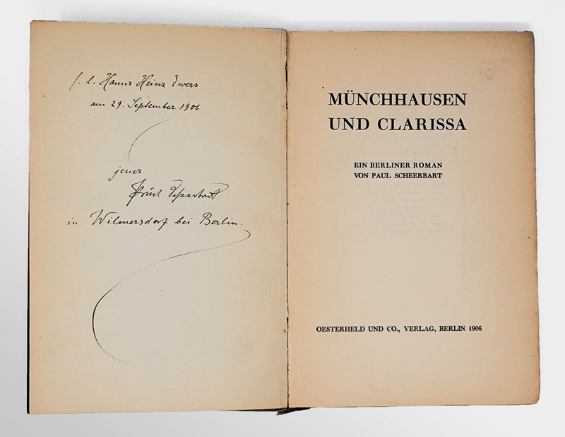 Lot 3337, Auction  125, Scheerbart, Paul, Münchhausen und Clarissa. Berlin, Oesterheld, 1906. - Widmungsexemplar