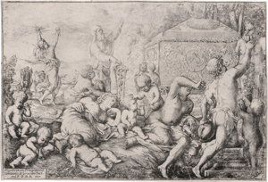 Lot 5191, Auction  126, Podestà, Giovanni Andrea, Bacchanal mit Altar, Faun und Silenus