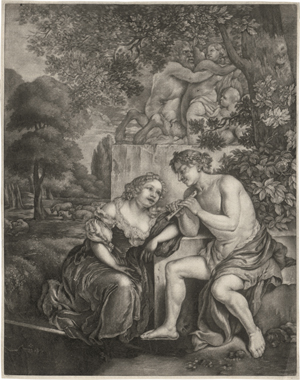 Lot 5300, Auction  126, Groot II, Johannes de, Pastorale Landschaft mit Flöte spielendem Hirten mit junger Dame