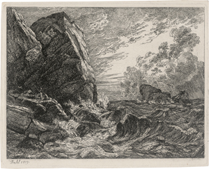 Lot 5356, Auction  126, Dahl, Johan Christian Clausen, Norwegische Seeküste während eines Sturmes