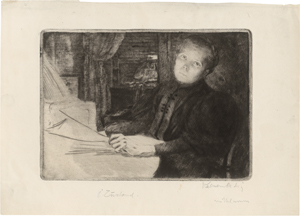 Lot 5384, Auction  126, Kalckreuth, Leopold Graf von, Die Frau des Künstlers an der Lampe