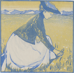 Lot 5455, Auction  126, Österreichisch, um 1900. Blumenpflückerin in Vorgebirgslandschaft