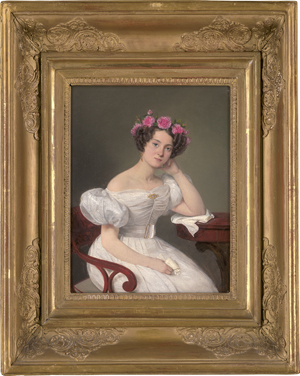 Los 6059 - Aumont, Louis - Bildnis einer jungen Frau im weißen Kleid mit einem Haarkranz aus Rosen - 0 - thumb