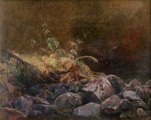 Lot 6099, Auction  126, Gurlitt, Louis, Farnkraut auf einem Geröllfeld in Norwegen