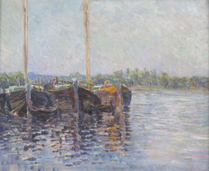 Lot 6197, Auction  126, Pottner, Emil, Lastkähne am Kai auf der Havel in Petzow bei Potsdam