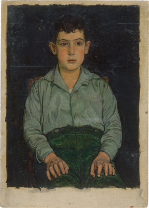 Lot 6224, Auction  126, Deutsch, um 1920. Bildnis eines Knaben im grünen Hemd