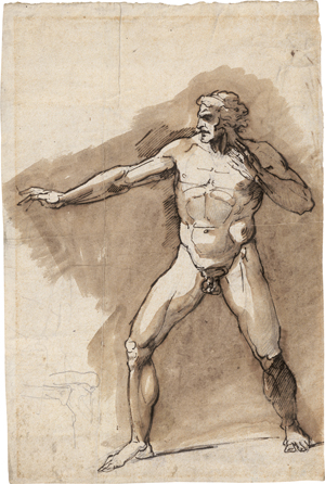 Lot 6576, Auction  126, Italienisch, um 1790. Aktstudie eines athletischen Mannes.