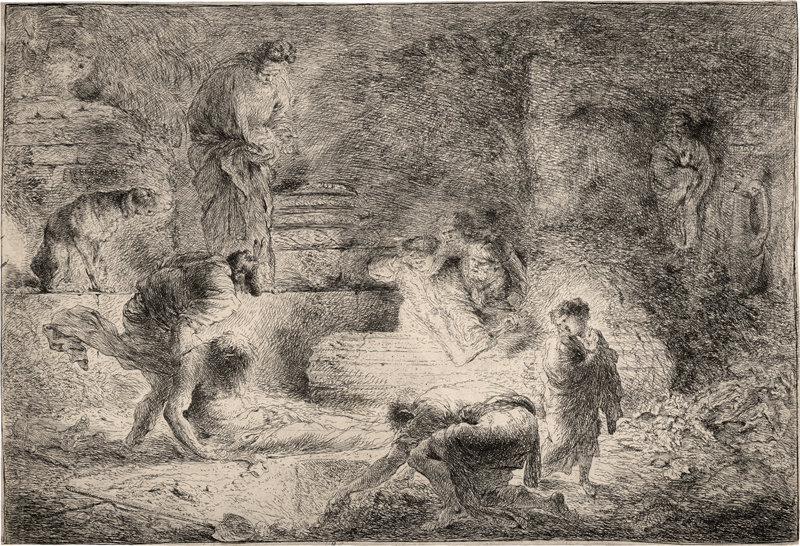 Lot 5054, Auction 126, Castiglione, Giovanni Benedetto, Tobit, wie er Tote begräbt