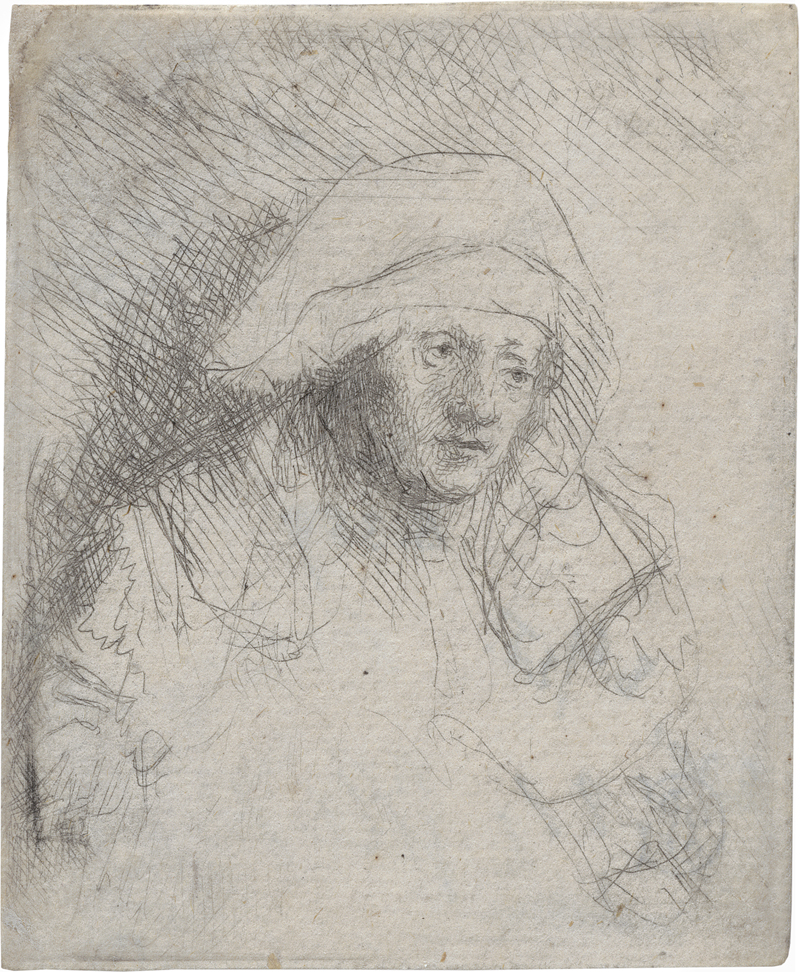 Lot 5209, Auction 126, Rembrandt Harmensz. van Rijn, Kranke Frau mit großem Kopftuch
