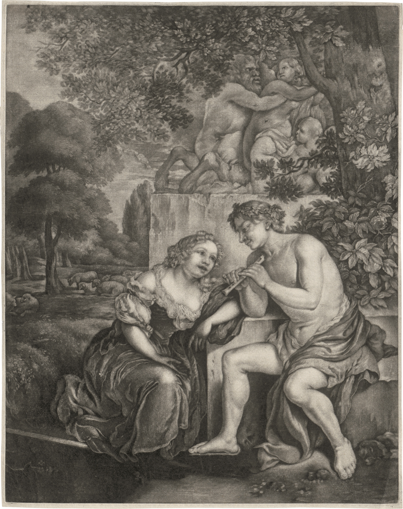 Lot 5300, Auction 126, Groot II, Johannes de, Pastorale Landschaft mit Flöte spielendem Hirten mit junger Dame