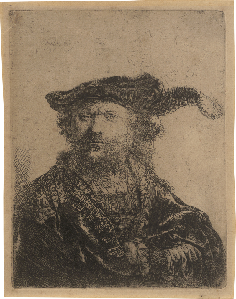 Lot 5661, Auction 126, Rembrandt Harmensz. van Rijn, Selbstbildnis mit federgeschmücktem Barett