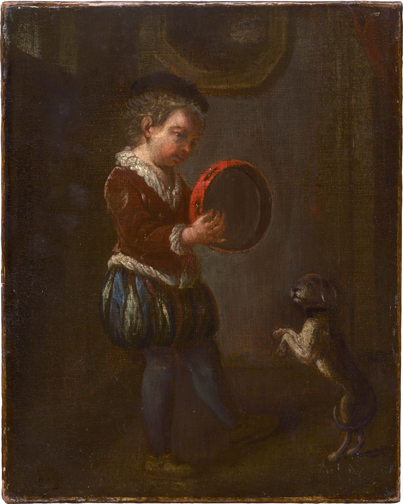 Lot 6042, Auction  126, Italienisch, 18. Jh. Kleiner Tamburinspieler mit tanzendem Hund