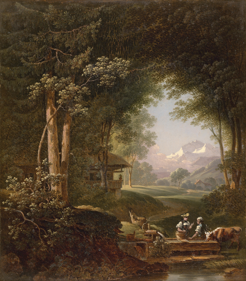 Lot 6049, Auction 126, Rieter, Heinrich, Alpenlandschaft mit Hirten an einer Tränke