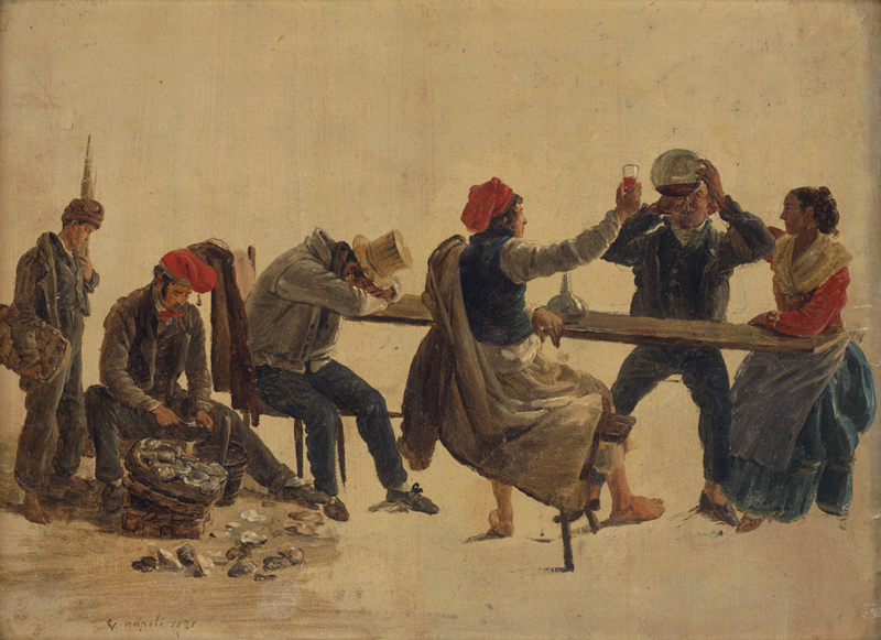 Lot 6090, Auction  126, Vervloet, Frans, 1821. Fröhliche Runde mit neapolitanischen Fischern beim Wein trinken