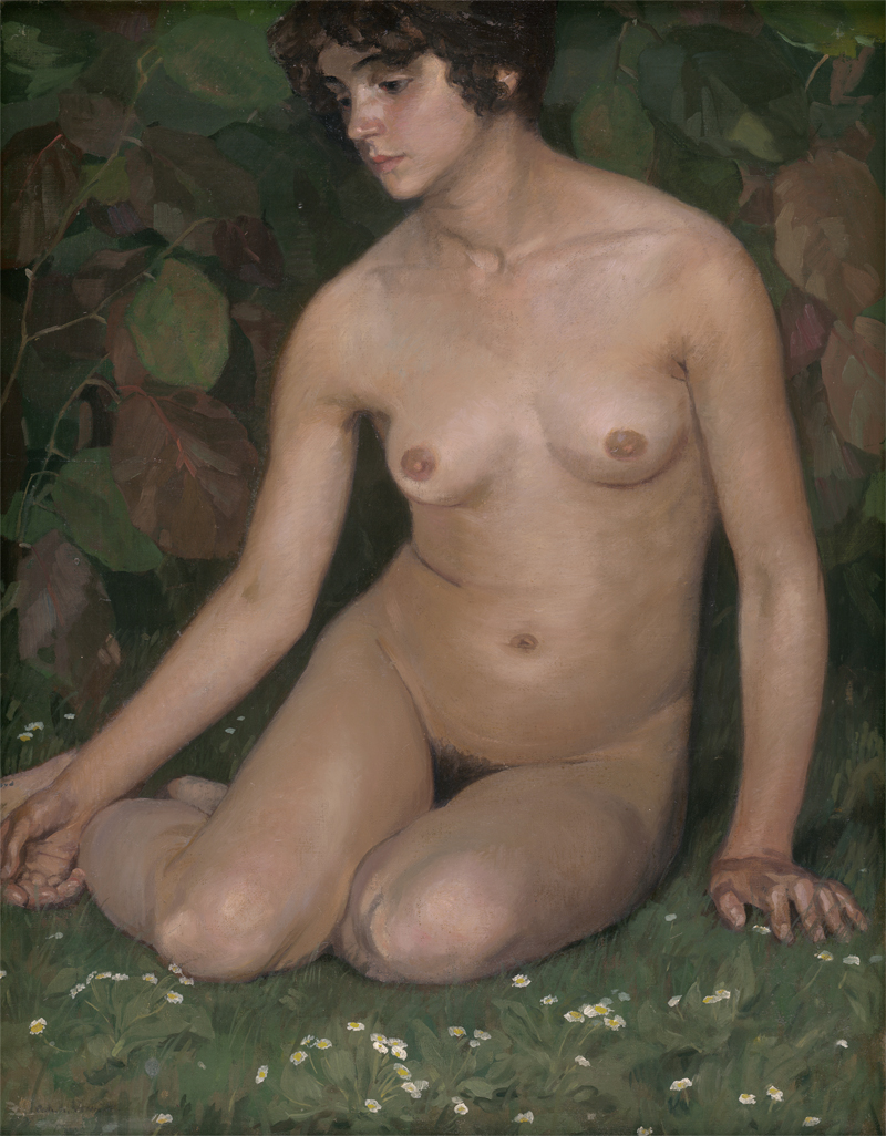 Lot 6192, Auction  126, Schmidt, Anton Konrad, Adoleszens (Junge Frau auf Frühlingswiese)