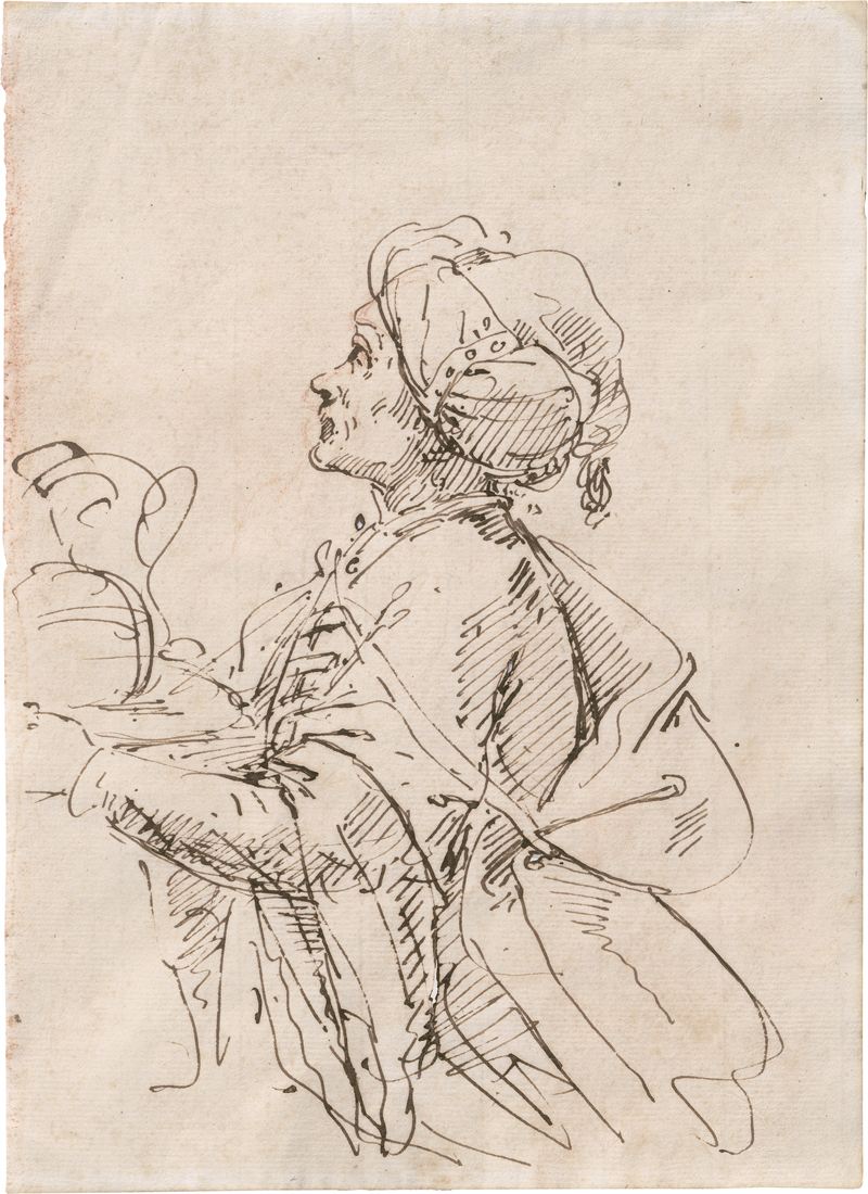 Lot 6570, Auction  126, Venezianisch, 18. Jh. Orientale, ein Tablett haltend