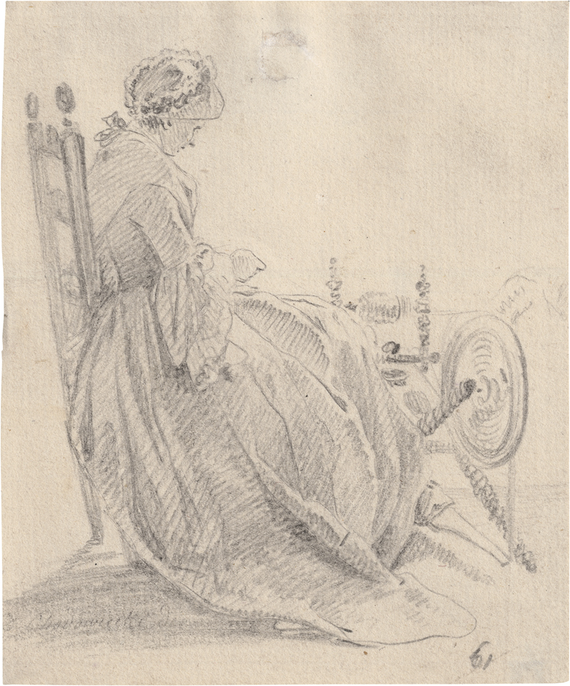 Lot 6598, Auction 126, Chodowiecki, Daniel Nikolaus, Dame am Spinnrocken