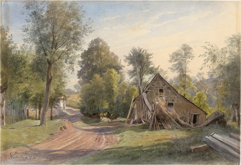 Lot 6687, Auction 126, Hummel, Carl Maria Nikolaus, Thüringische Landschaft bei Rastenberg mit Fachwerkhaus